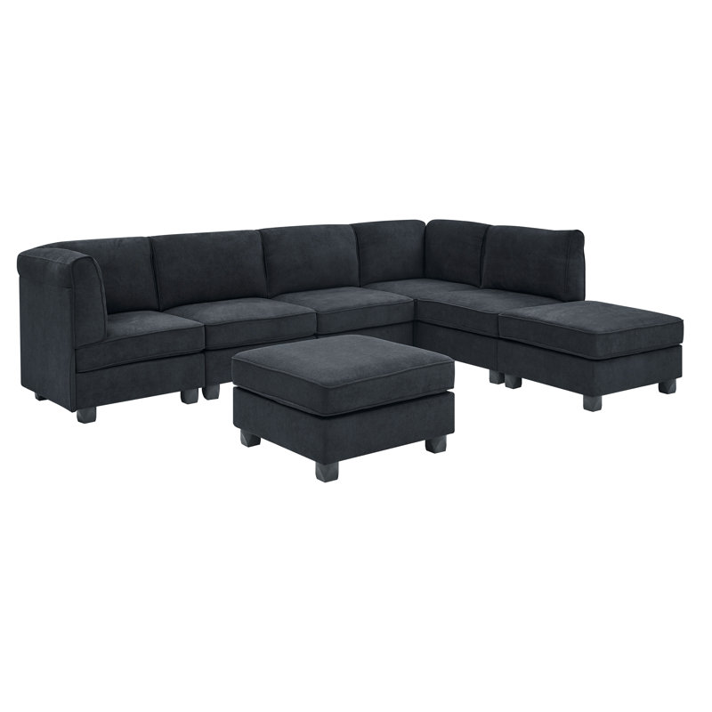 Hoddesd Upholstered L-Shaped Sectional Reversible, Black