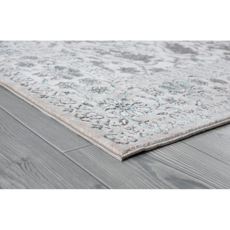 Tapis oriental bleu / beige Rummond, Rectangle 1 pi 7 po x 3 pi