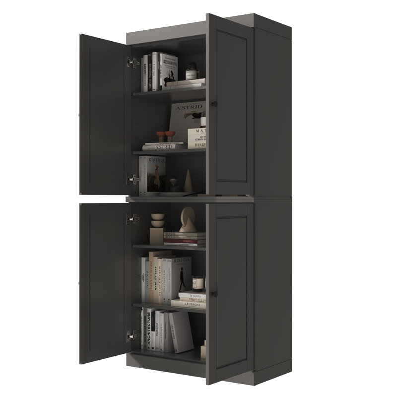 Bibliothèque à 6 tablettes en bois massif l 32 "x H 71,5" Arreana, Gris