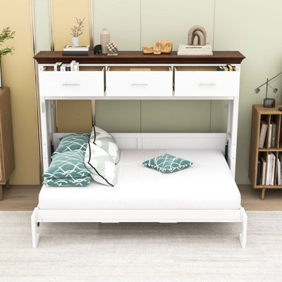 Lit escamotable simple avec 3 tiroirs et lattes