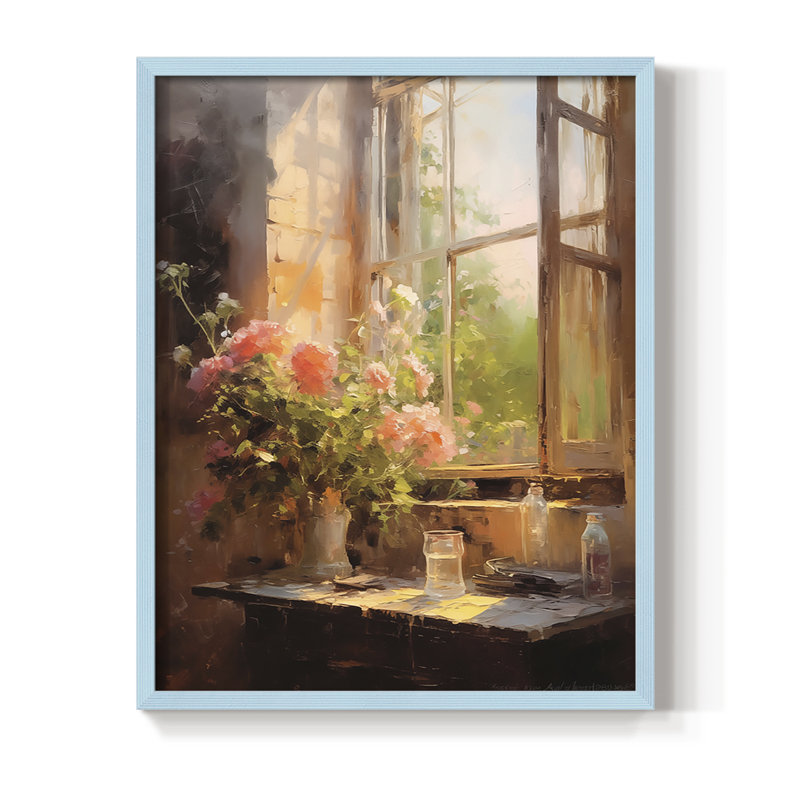 Reproduction encadrée FLORAL Series DCCL XXVI - bois massif, H 11 po x l 9 po, Bleu