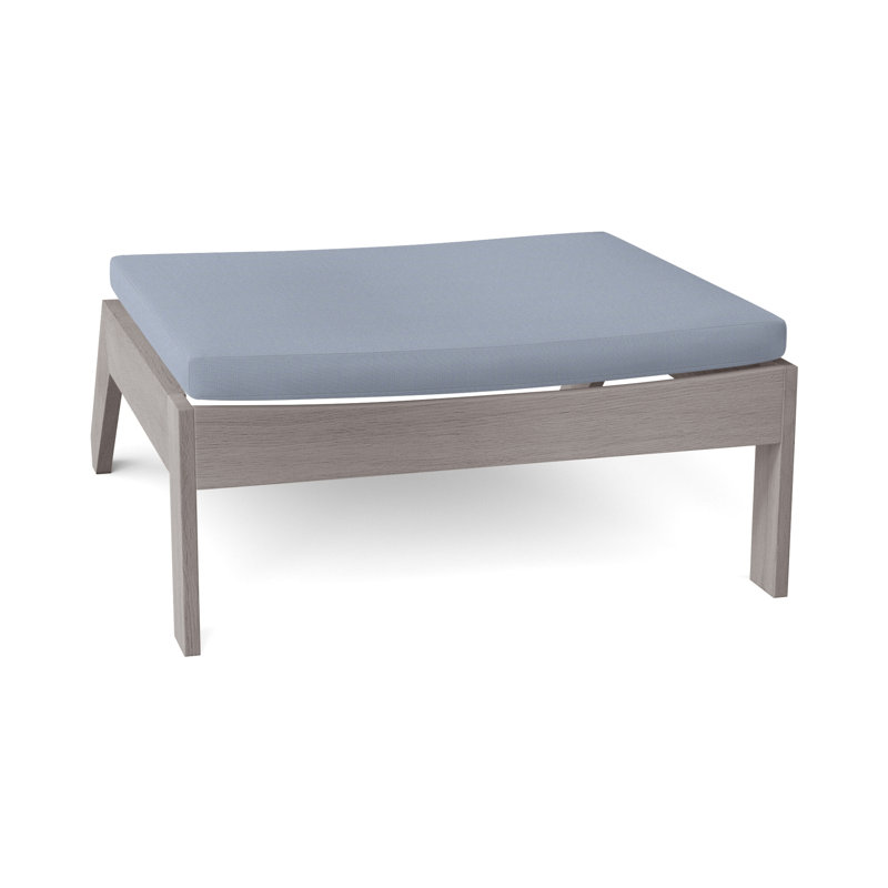 Repose-pieds Ashland en teck Adirondack - Huître, Pas de soudure, Huître teck, Sunbrella® ‑ Arbor Chambray colombe
