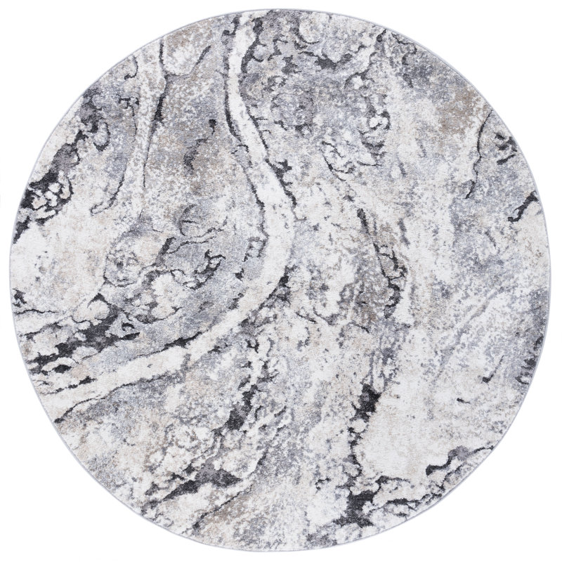 Lekesia Opal Performance Abstract Rug, Round 6'7"