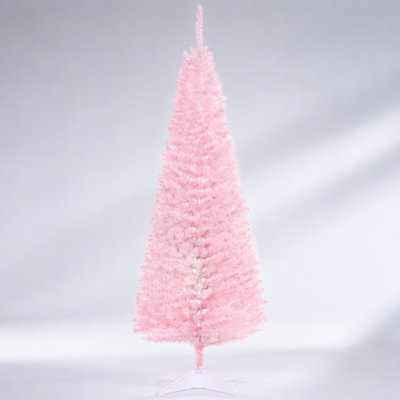 Sapin de Noël artificiel de 1,5 m, mince et réaliste, avec 294 extrémités de branches, rose pour une installation et un rangement faciles.