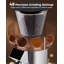 Moulin à café conique Tuni G1, moulin à meules antistatique 48 réglages de mouture, minuterie électronique de précision et écran tactile à DEL pour espresso / goutte à goutte / infusion froide / presse française, acier inoxydable, argent-122494784