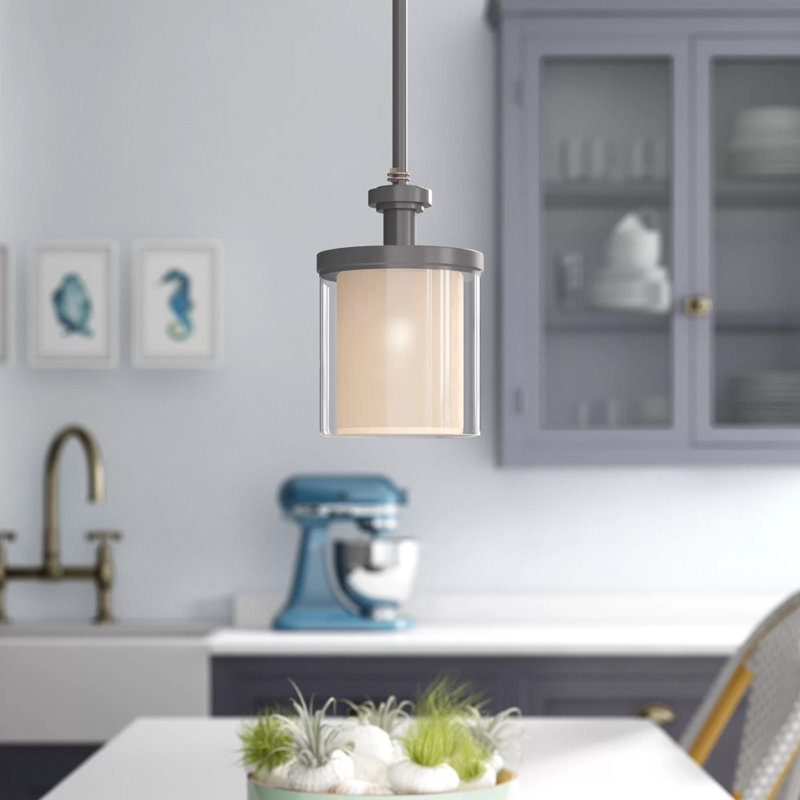 Tussey 1 - Light Unique/Statement Pendant, Sudbury Bronze/ Clear Outer with Cream Inner