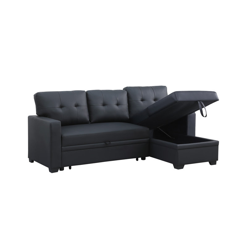 Upholstered Pull out Sectional Sofa with Chaise