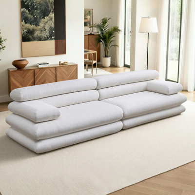 The Serenity 118'' Boneless Curved Sofa Linen-Blend Chenille A Fully Assembled