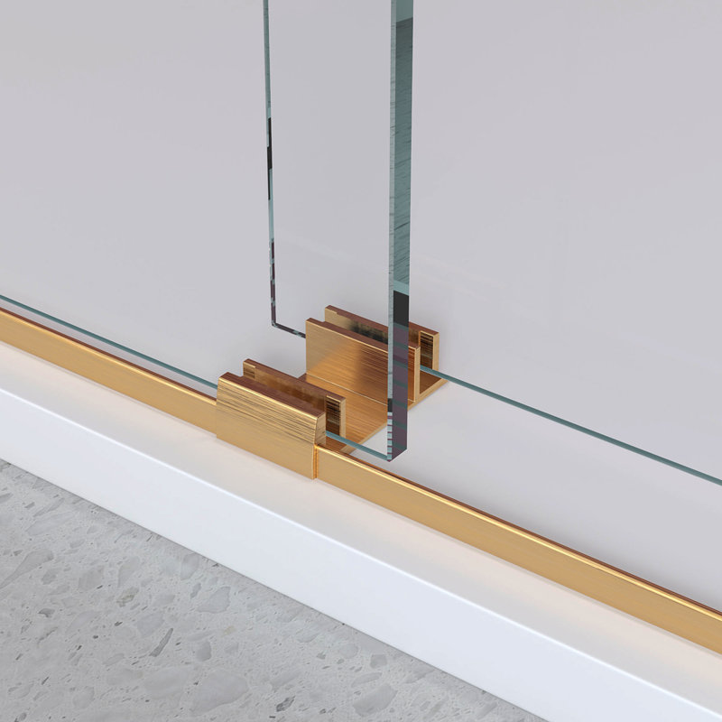Porte de douche coulissante double sans cadre de 68 à 72 po x H 76 po avec verre transparent de 3/8 po (10 mm) en or brossé