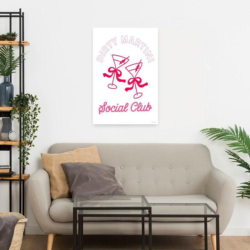 «Social Club Martinis with Bows», art abstrait rétro, art mural, H 24 po x l 16 po