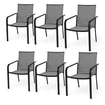 Chaise de salle à manger d'extérieur empilable (ensemble de 6)