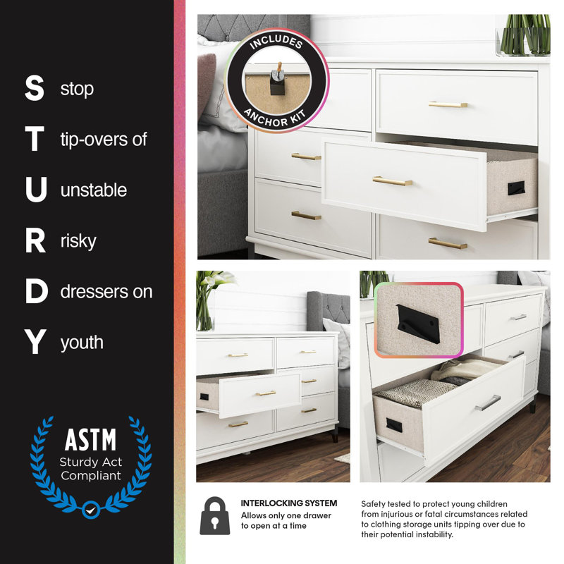 westerleigh 6 drawer dresser with gold knobs CosmoLiving by Cosmopolitan Westerleigh 6 Drawer Dresser - Bed Bath & Beyond