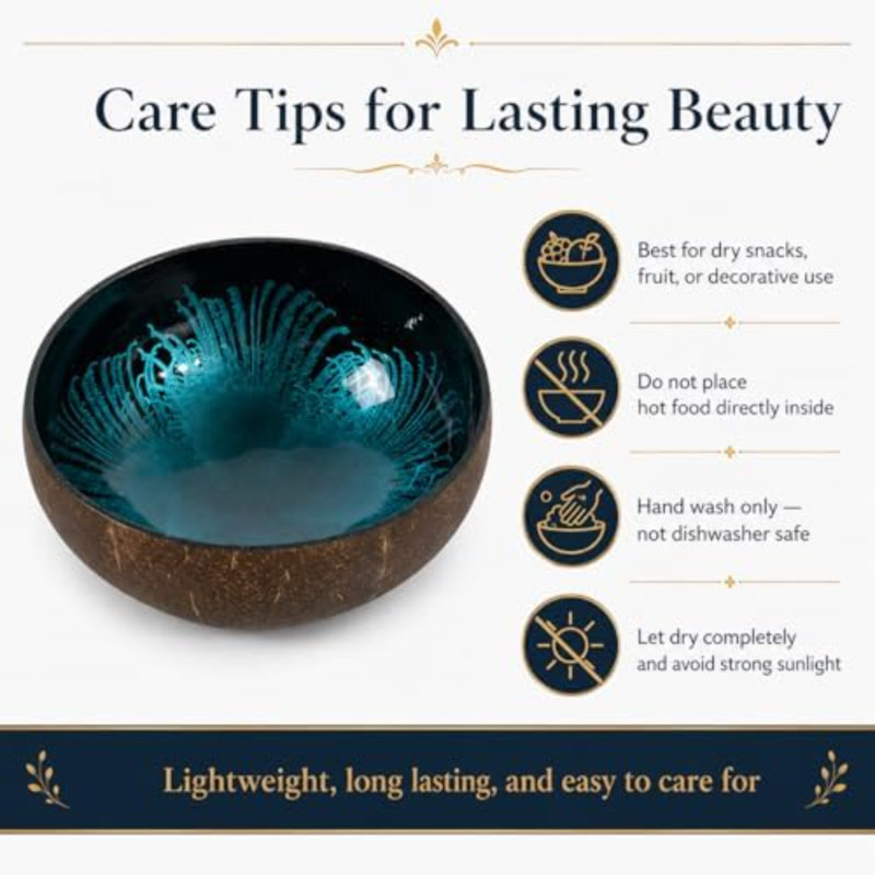 Natural Natural Coconut Bowl, Bleu / Noir