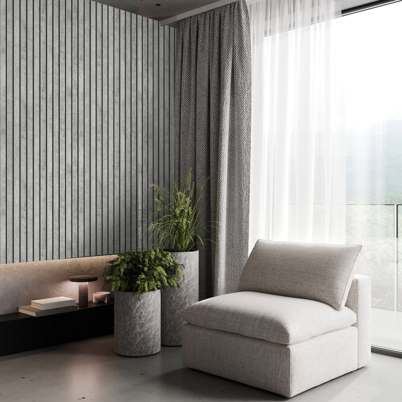 Fresco Concrete Slats Grey 10m x 52cm Matte Wallpaper Roll