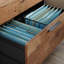 Classeur latéral brun, conception moderne pour le bureau, deux tiroirs spacieux, structure en métal thermolaqué, finition noire avec teinte de bois, organisation de bureau facile à assembler, matériau principal d'ingénierie, compact