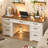 Farmhouse Executive Desk, Wood Home Office Desk With 2 Large File Drawers-1505722778