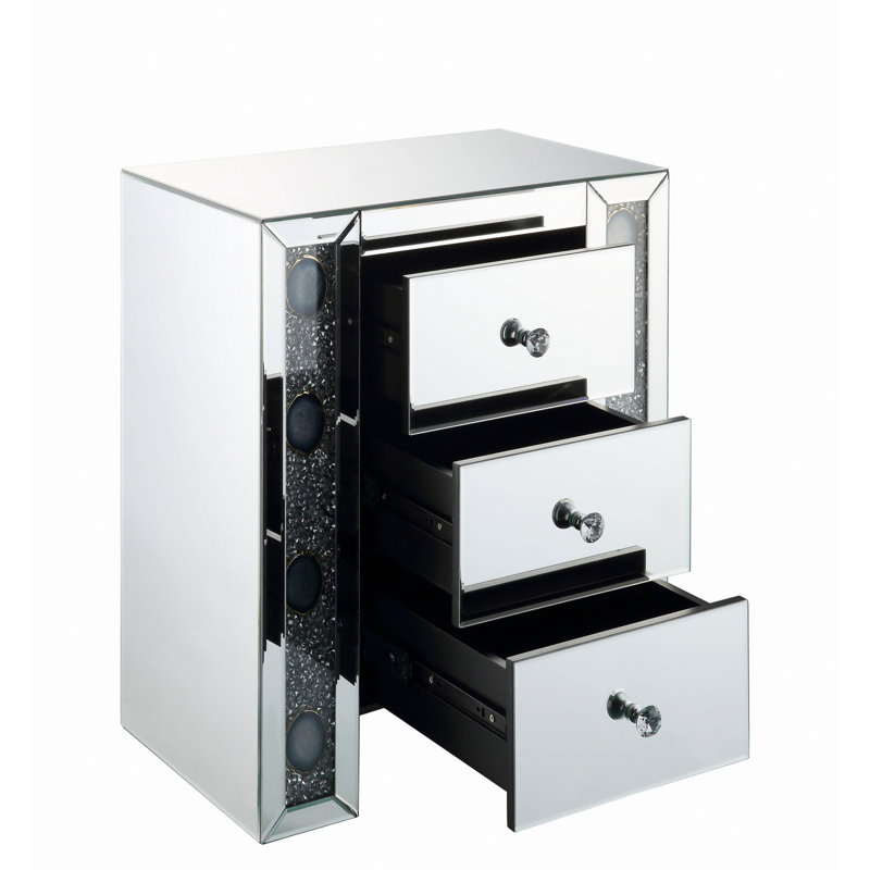 Table de bout en miroir, table de chevet, petite table d'appoint pour l'intérieur, 26" H x 14" W x 22" D