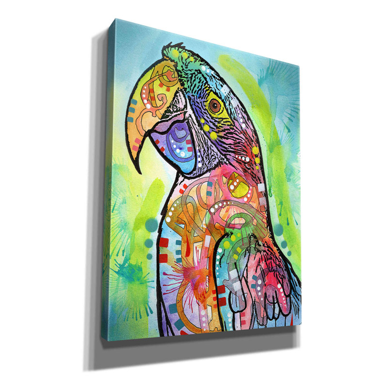 «Macaw» par Dean Russo, impression sur toile tendue, H 16 po x l 12 po x P 0,75 po
