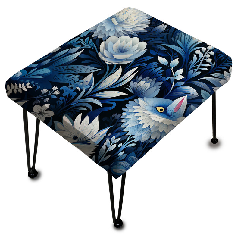 Réflexions russes à fleurs bleues et blanches - Repose-pieds rectangulaire botanique
