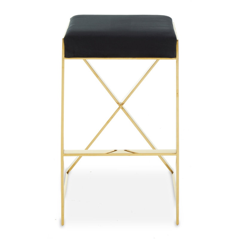 Colewood Upholstered Counter Stool with Metal Frame, Black
