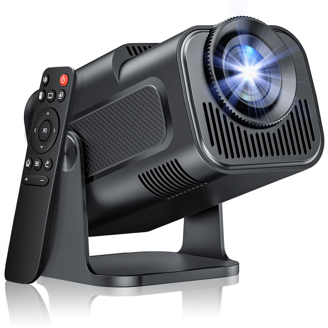 Mini Projector, Portable Projector 4K 1080P, Wifi 6 And BT 5.0 Support, Auto Keystone & Short Throw Projector, 180 Adjustable Bracket And 150? Screen