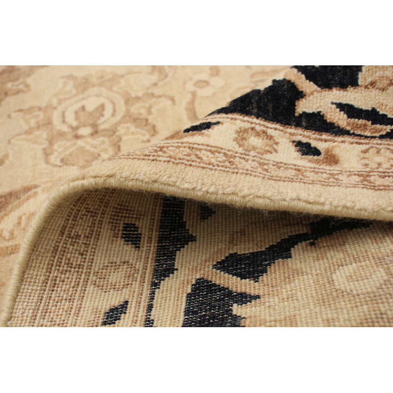 Tapis intérieur en laine 5 pi 1 po x 7 pi 6 po one-of-kind à la main noué la peshawar oushak light kaki Capela