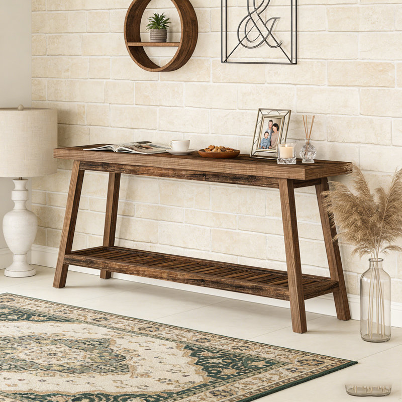 Farmhouse Entryway Table 2-Tier Sofa Table, Rustic Brown