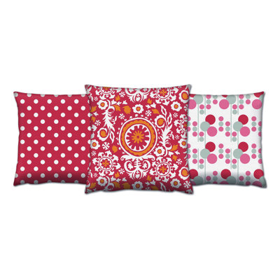 Ensemble de coussins de qualité supérieure (3 pièces), 17 x 17 pouces, rembourrage en silicone souple | 50% coton / 50% polyester, lavable et repassable, fermeture à glissière dissimulée | Parfait pour la décoration intérieure, les canapés et les