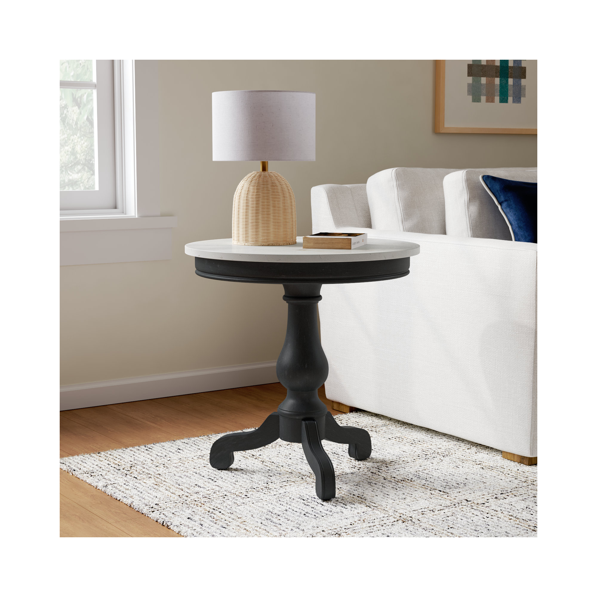 Aberdale End Table with Marble Top, Weathered Black