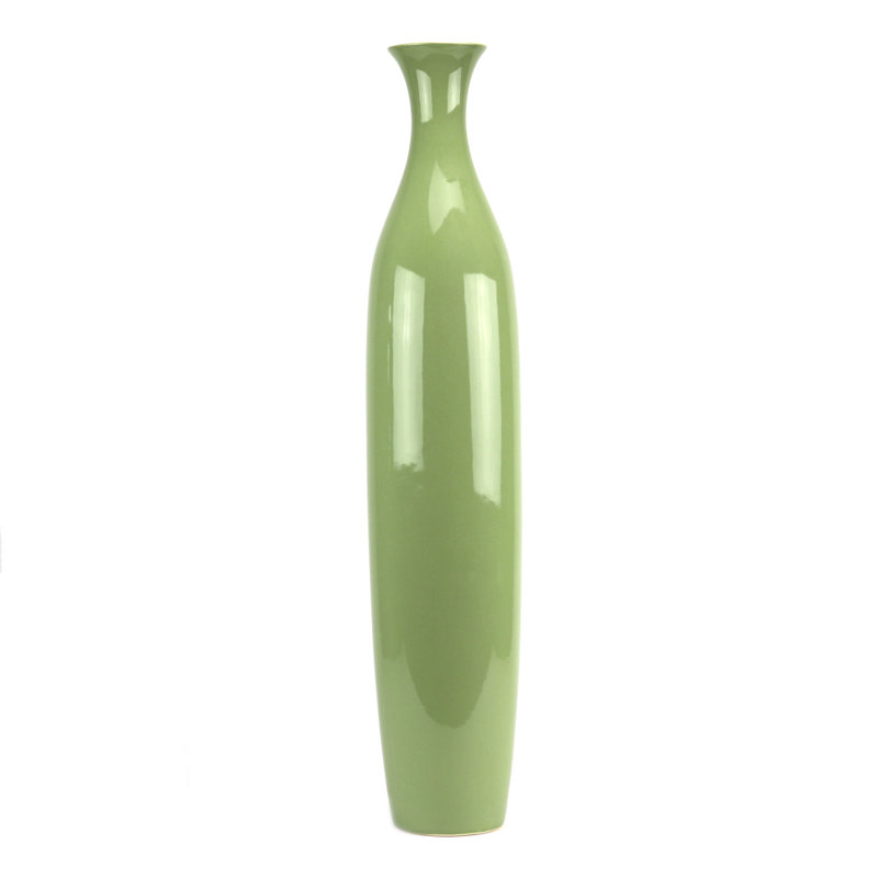Ascot Handmade Ceramic Floor Vase, 24" H x 4.5" W x 4.5" D, Taupe