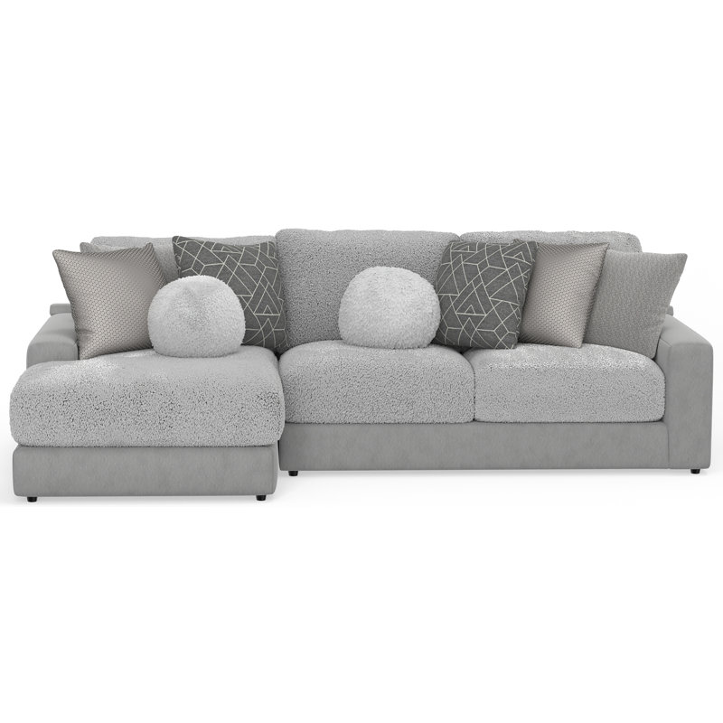 Méridienne 2 pièces avec coussins de siège Stafford et coussins décoratifs Stafford, Grey Polyester