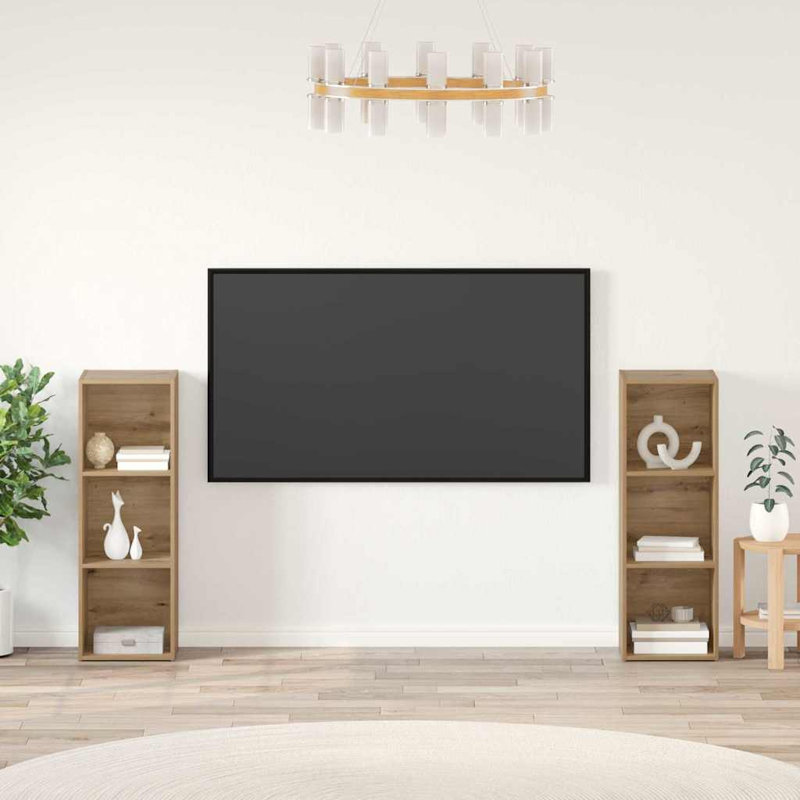 TV Cabinet Set 2 Pcs 107 X 35 X 37 Cm Engineered Wood, Artisan Oak