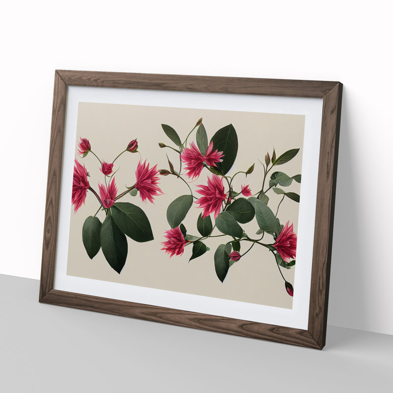 Serene Flowers - Framed Print, 46cm H x 64cm W x 2cm D, Walnut