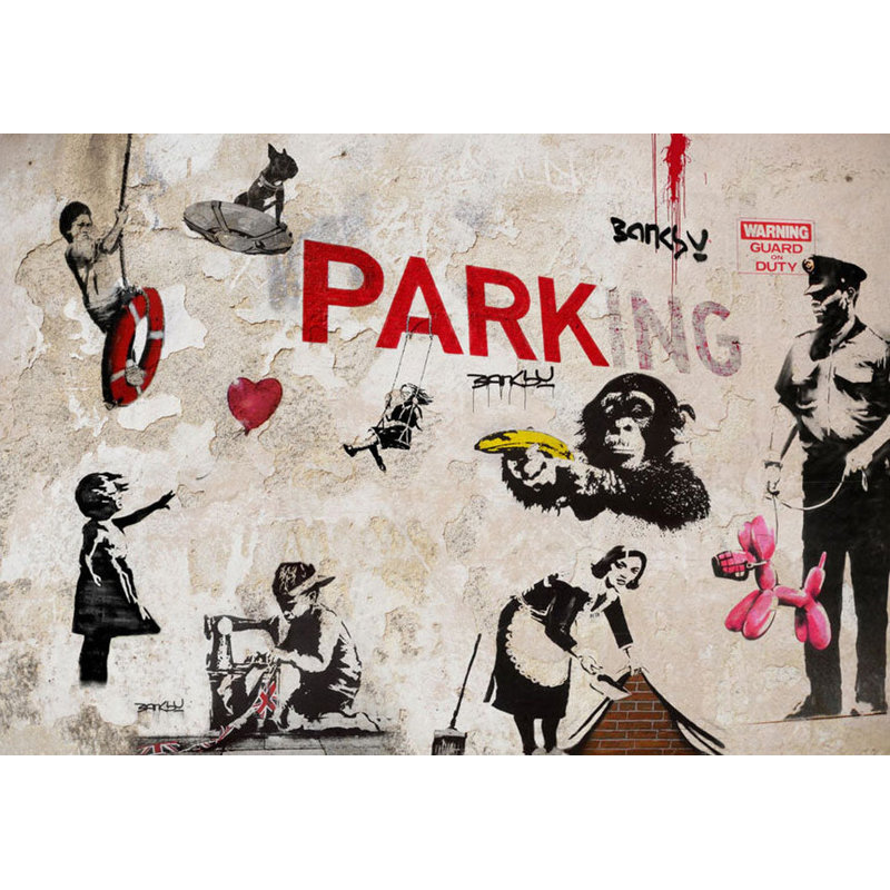 Murale Peel & Stick Street Art - Banksy Graffiti Collage, L 38 po x L 27 po