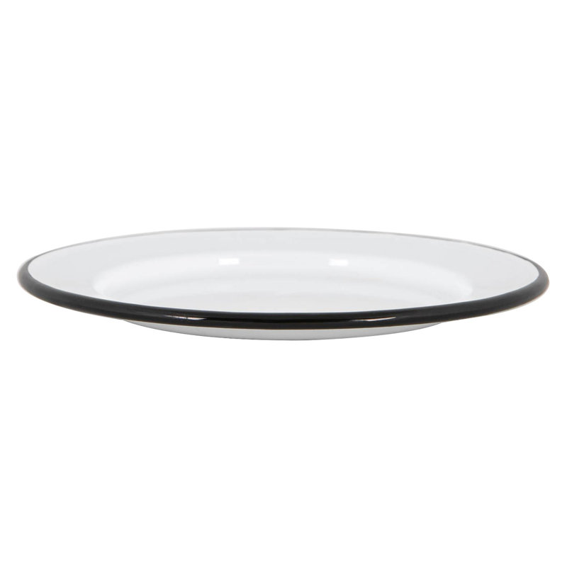 Argon Tableware - White Enamel Side Plates - 20cm - Set of 12, Black