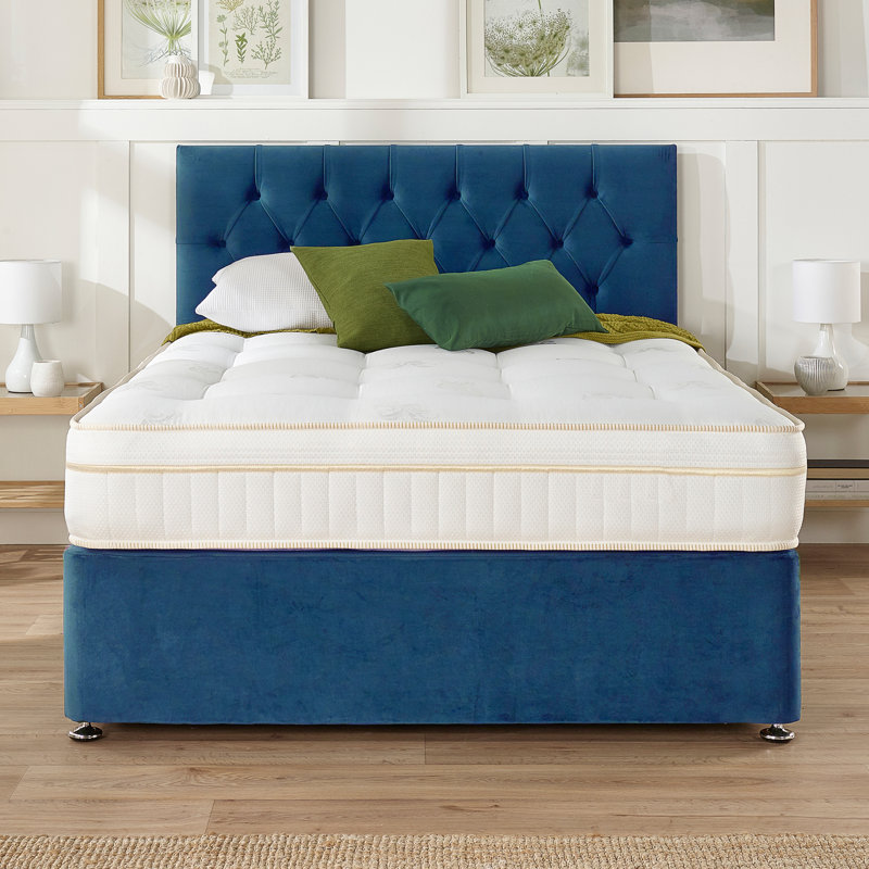 Orason Pocket Memory Divan Bed Set, Marine, Small Double (4'), No Drawers