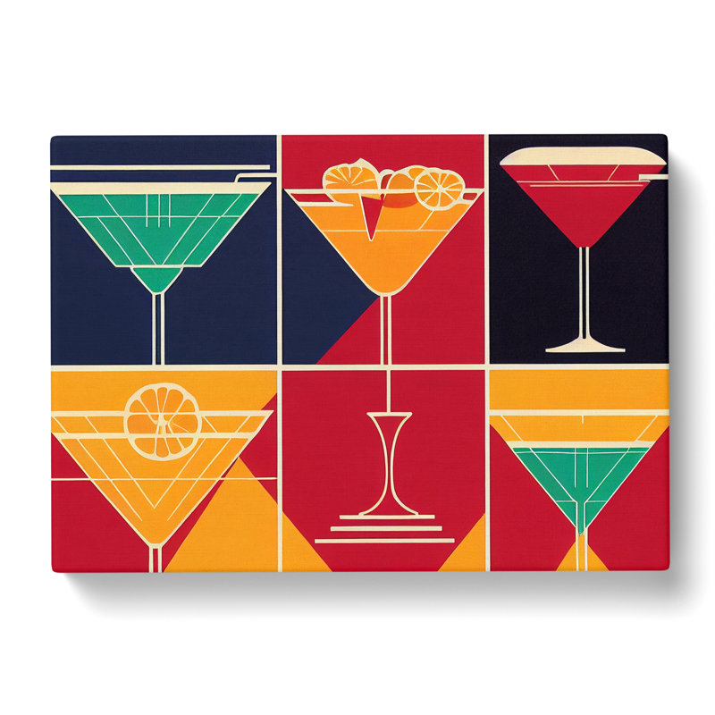 Retro Cocktail Art Vol.6 - Wrapped Canvas, 35cm H x 50cm W x 3cm D