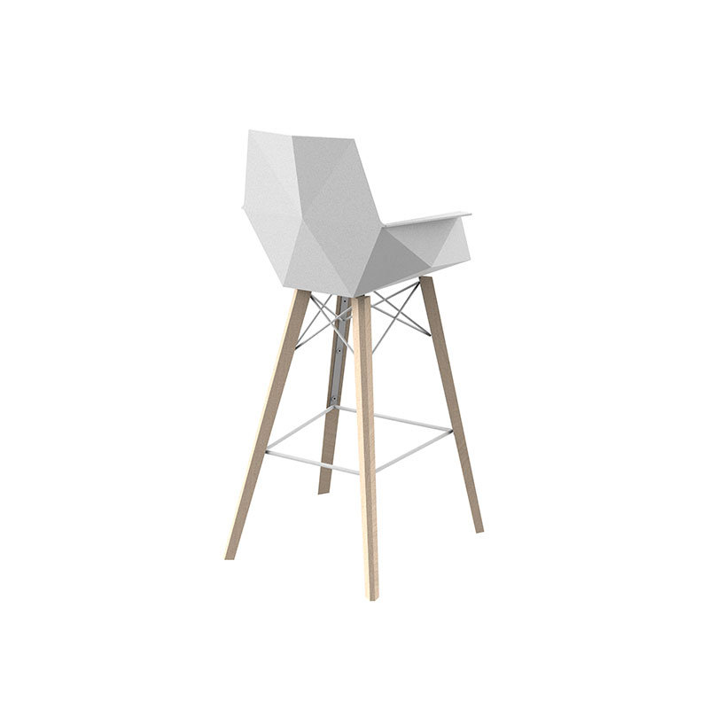 Faz Wood - Bar Stool With Arms - Set Of 4 - Basic/Injection, White/Natural