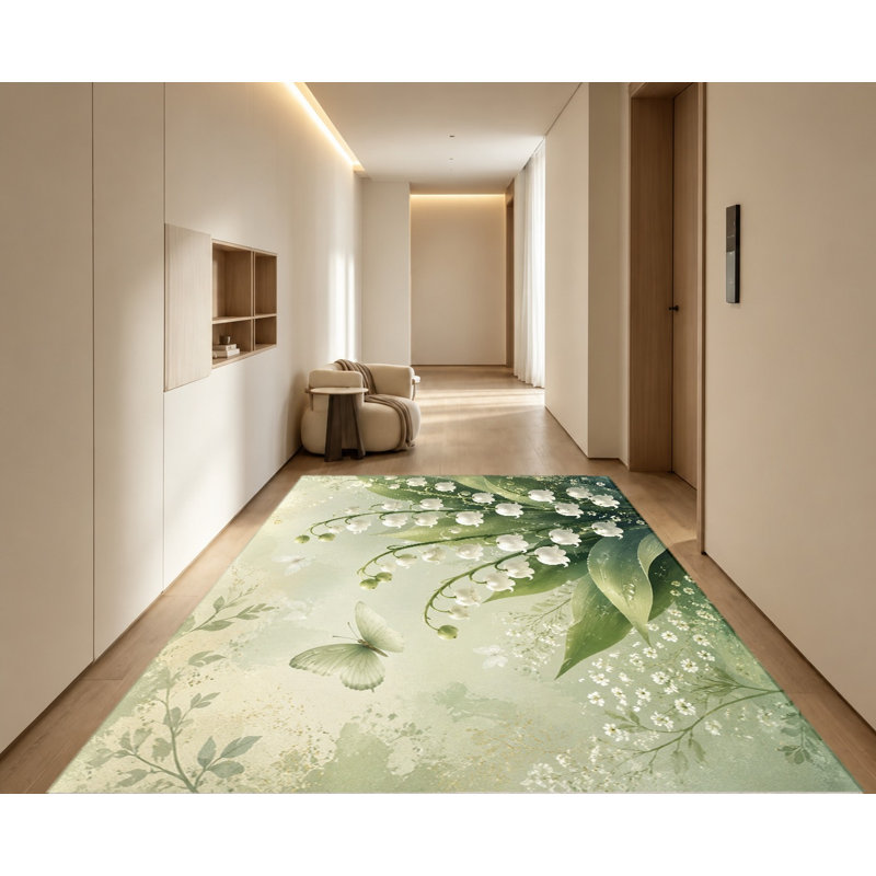 Tapis botanique Lily of the Valley Butterfly, Rectangle 8'2" x 5'11" (250 x 180 cm)
