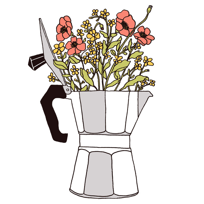 «Moka Flowers» par Florent Bodart - impression sur toile tendue, H 30 po x l 30 po, Cadre simple noir, Oui