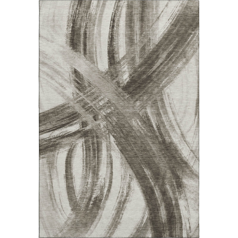 Premium Machine Washable Mayfield AMF2421 Abstract Rug, 8' x 10', Taupe