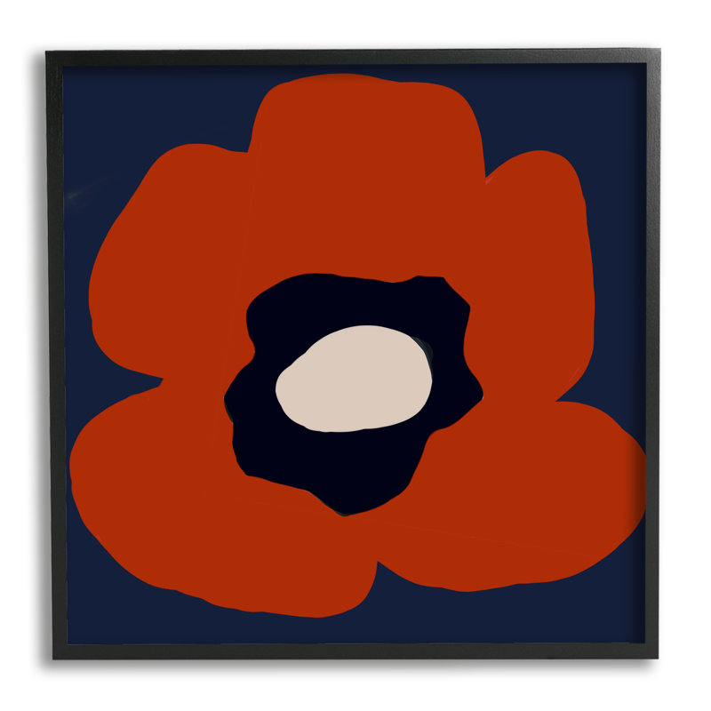 Fleur rouge audacieuse, Giclée encadrée noir minuit, H 12 po x l 12 po x P 1,5 po