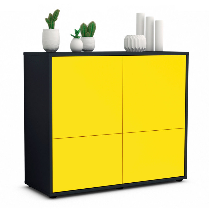 Potrero 92cm Sideboard, Charcoal/Yellow