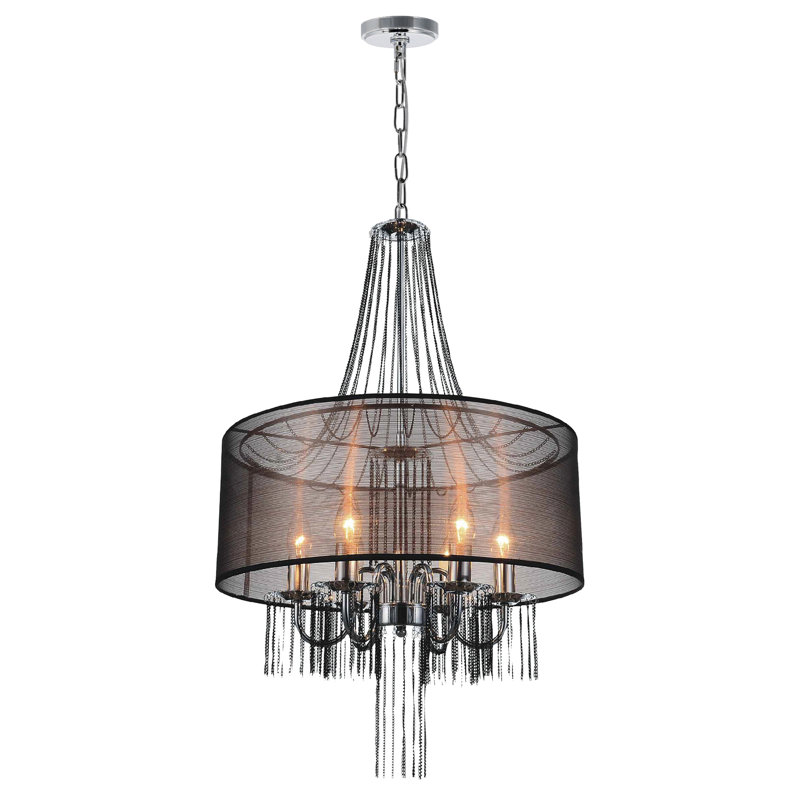 Simoneau 6 - Light Dimmable Drum Chandelier, Brown