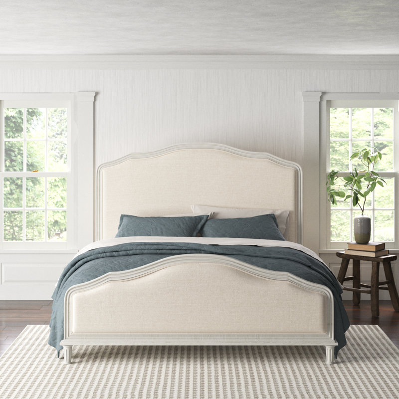 Watson Upholstered Panel Bed, King, Cream