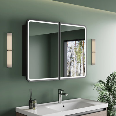     Brendyn 36'' W x 30'' H LED Medicine Cabinet with Mirror, Dimmable & Color Adjustable Lighting, Anti-Fog, Memory Function, Adjustable Glass Shelves, Recessed or Surface Mount, ETL Listed