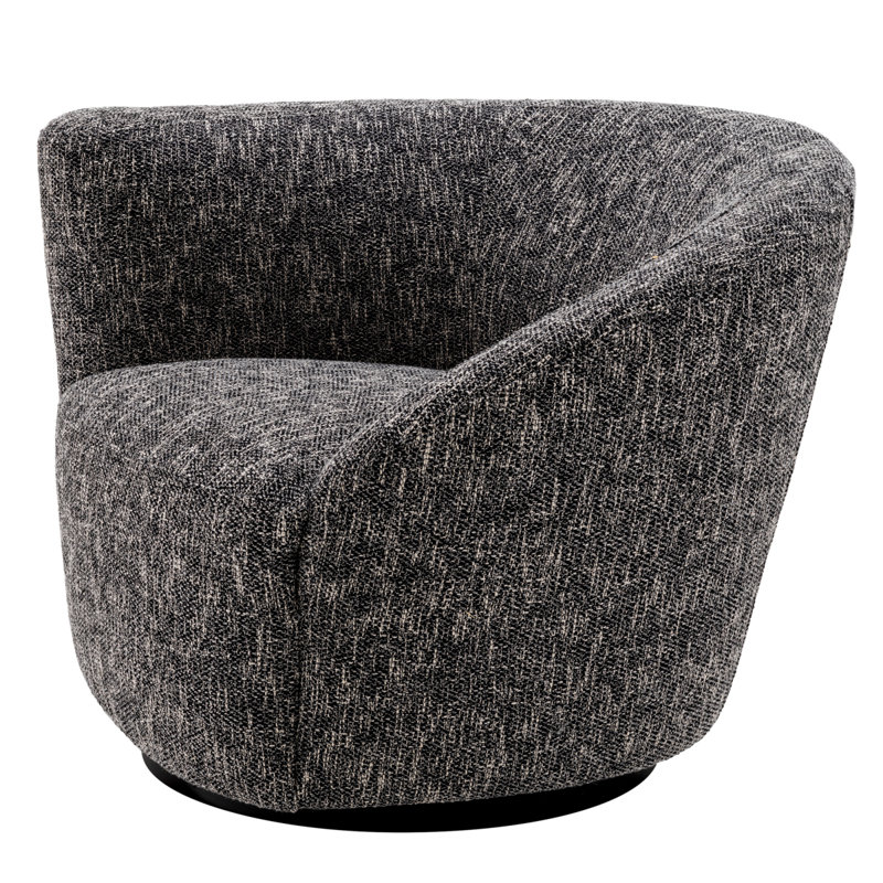 Fauteuil demi-tonneau pivotant rembourré Colin, Mélange de polyester noir Cambon