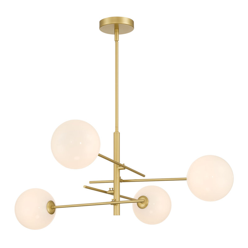 Lithopolis 4 - Light Glass Bubble Gold Ceiling Chandeliers, Gold, White