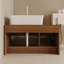 Meuble-lavabo mural de 30 po avec comptoir en pierre frittée, cuve en céramique et armoire à grain de bois espresso, pré-assemblé pour une installation facile-118401321