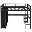 Structure de lit double pleine grandeur avec garde-robe intégrée, lit mezzanine en métal avec bureau et tablettes de rangement